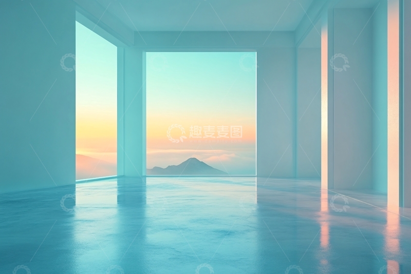 高清大图下载【趣麦麦图】-空旷房间望向窗外风景029