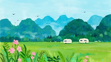 户外露营风景插画901