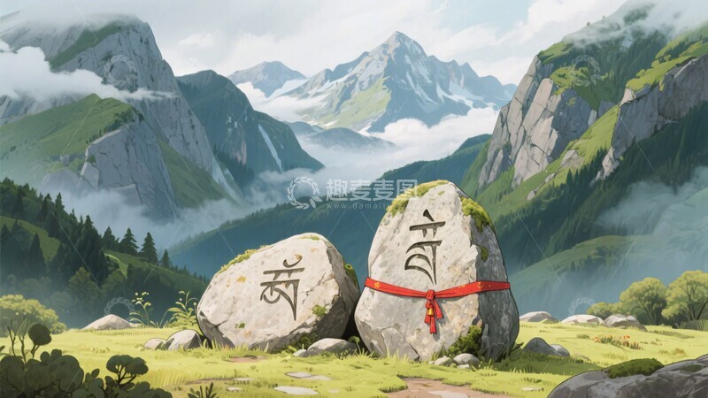 高清大图下载【趣麦麦图】山间刻字巨石风景图843