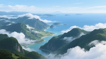山间云海与蓝色水域景观455