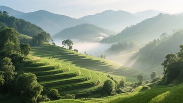 山间梯田晨光美景143