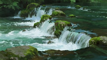 山间溪流瀑布美景517