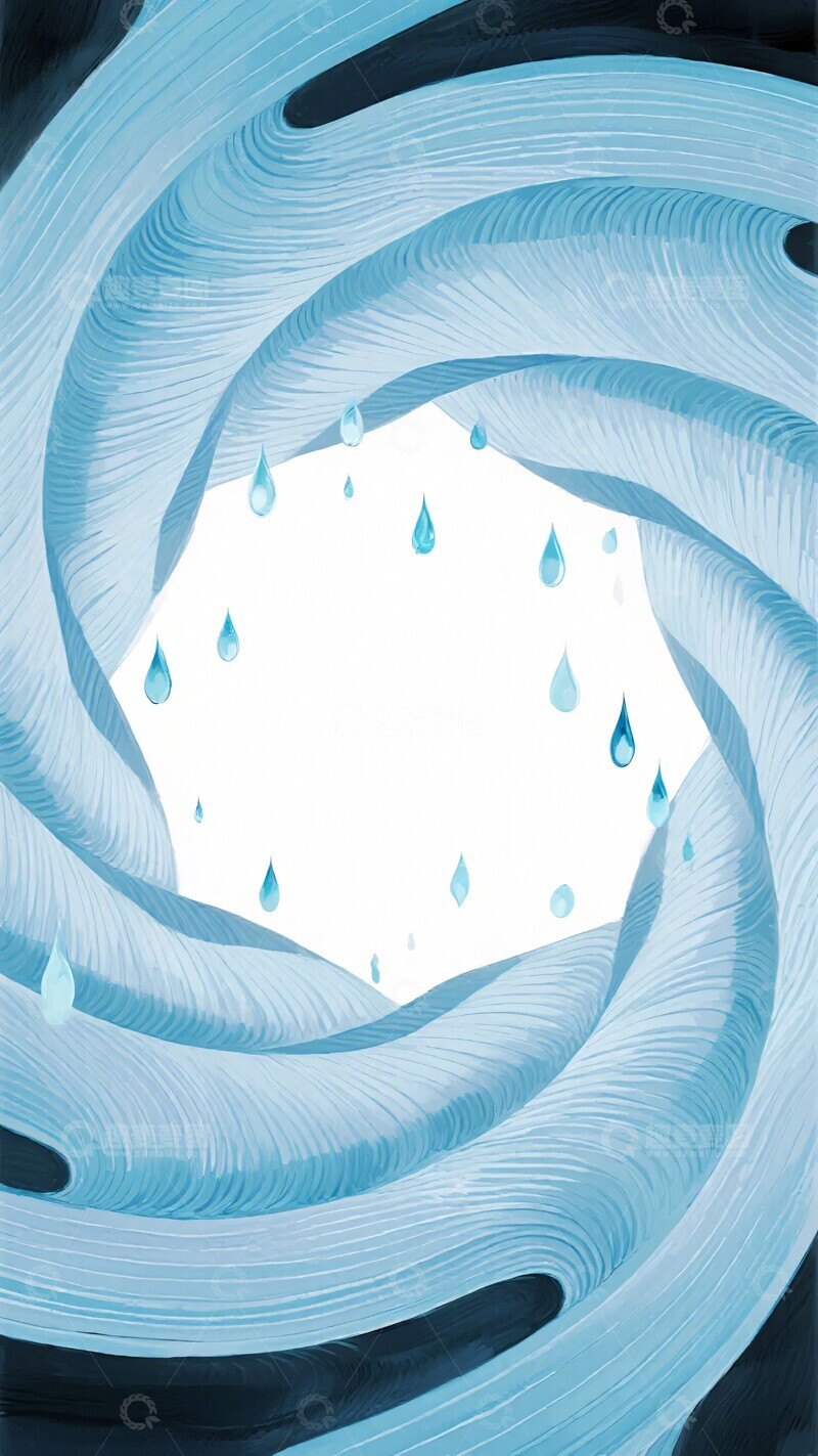 高清大图下载【趣麦麦图】蓝色水滴旋涡插画背景865