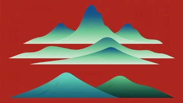 简约风格彩色山峦插画476