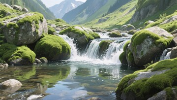山间溪流的自然美景855