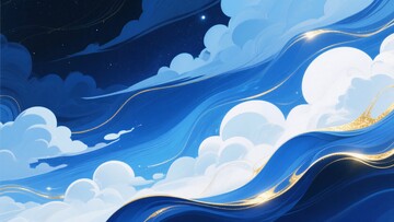 梦幻蓝色云海夜空插画287
