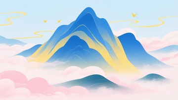 梦幻云端的山峦插画902