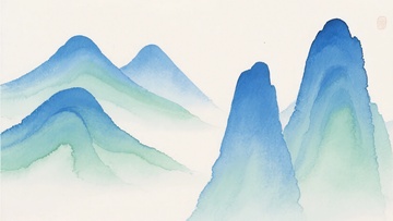 水墨风格的山峦插画413