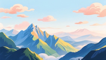 美丽多彩的山峦风景插画704