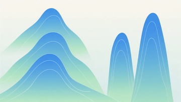 清新渐变色彩的山峦插画968