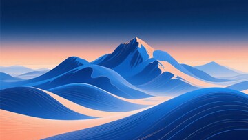 蓝色渐变风格山峦风景图419