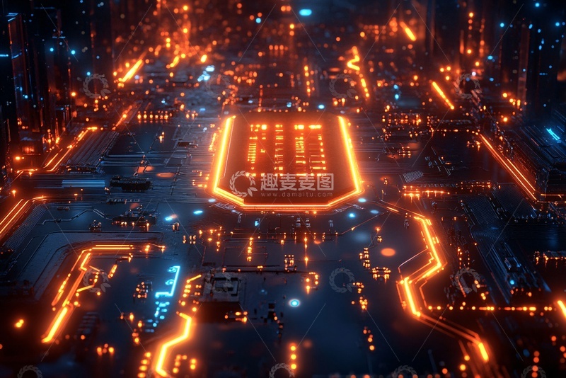 高清大图下载【趣麦麦图】-未来科技感芯片城市夜景899