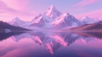 梦幻粉紫色雪山湖泊美景815