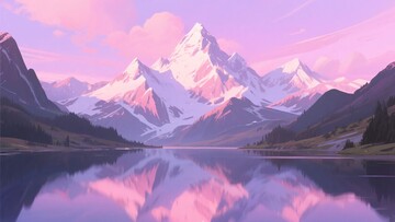 梦幻粉色系雪山湖泊美景180