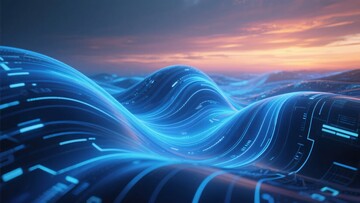 科技感梦幻波形日落景象931