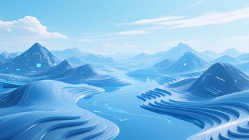梦幻蓝色山川景观219