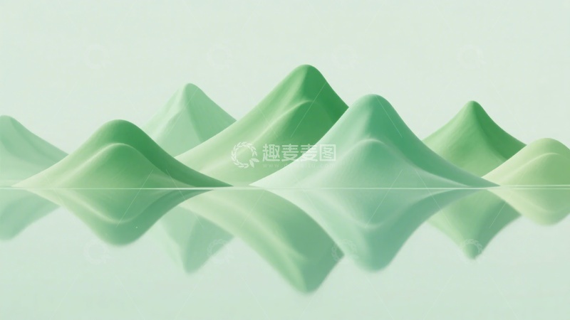 高清大图下载【趣麦麦图】浅绿色山峦倒影插画408