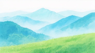 清新唯美的山峦草地风景319