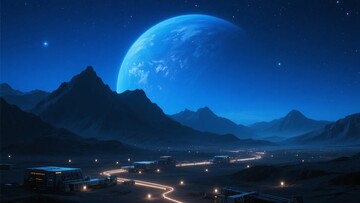科幻风月夜山景画面001