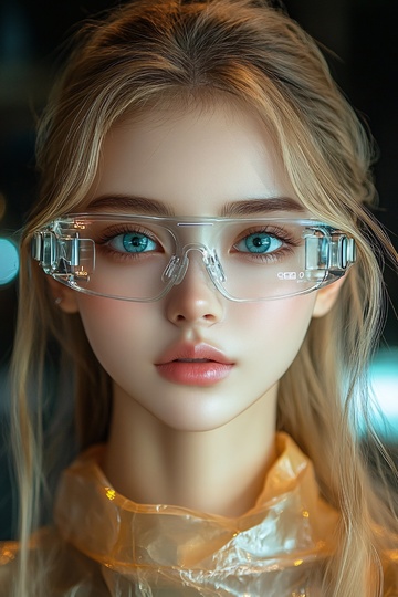 戴透明眼镜的金发女性507
