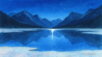 夜空下的山水湖泊美景923