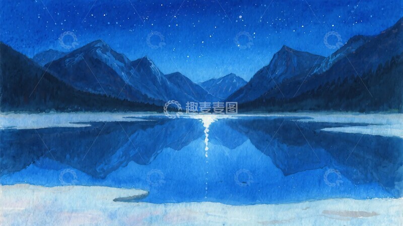 高清大图下载【趣麦麦图】-夜空下的山水湖泊美景923
