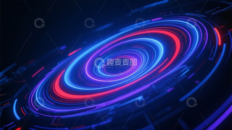 高清大图下载【趣麦麦图】炫彩霓虹旋涡科技背景图449