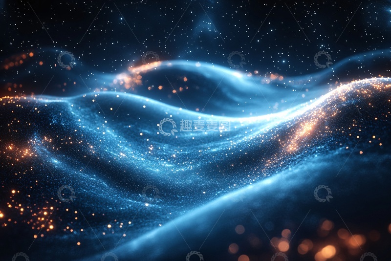 高清大图下载【趣麦麦图】-梦幻蓝色粒子波动背景549