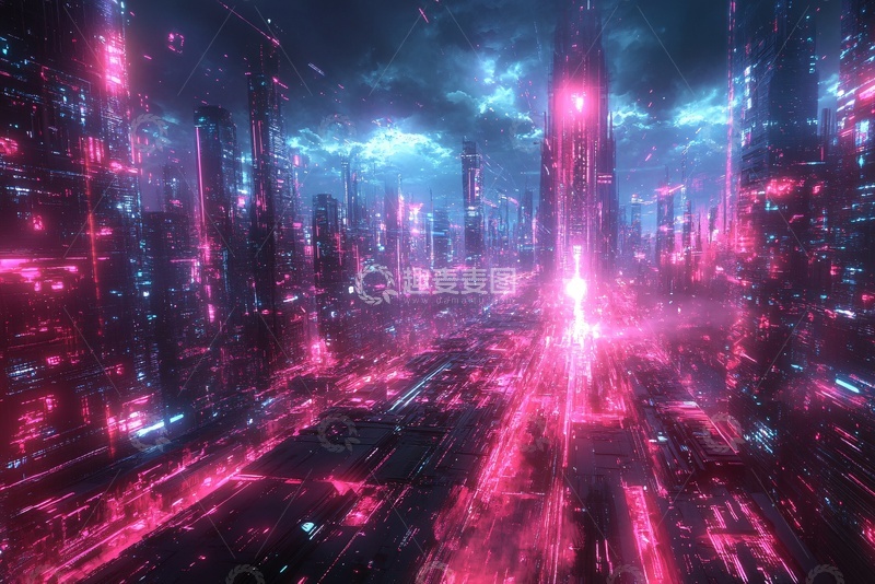 高清大图下载【趣麦麦图】-科幻风格未来城市夜景848