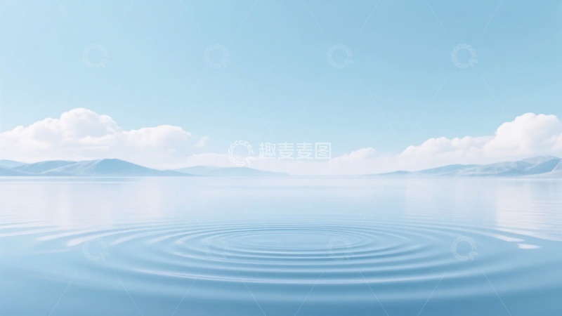 高清大图下载【趣麦麦图】-平静水面与蓝天白云风景744