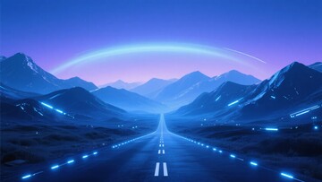 科幻风格的道路与山脉风景909