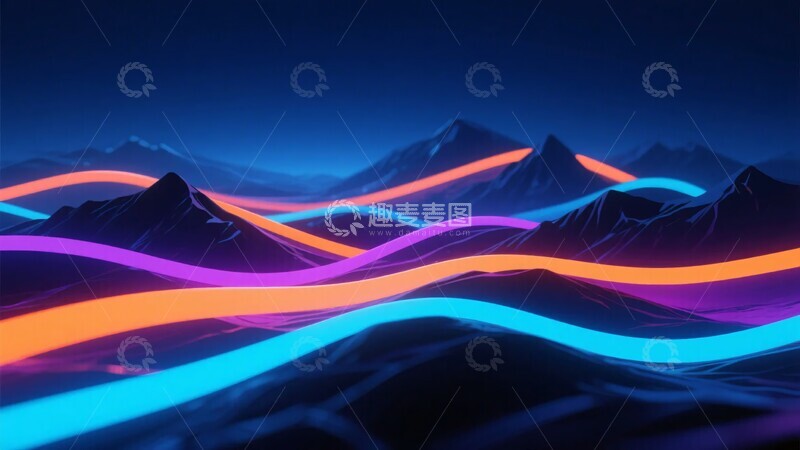高清大图下载【趣麦麦图】-绚丽光带环绕的山脉夜景536