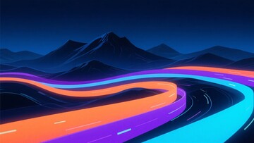炫彩线条环绕山峦夜景图728
