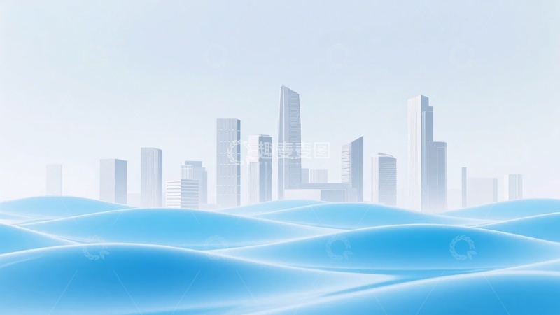 高清大图下载【趣麦麦图】-城市与波浪背景插画388