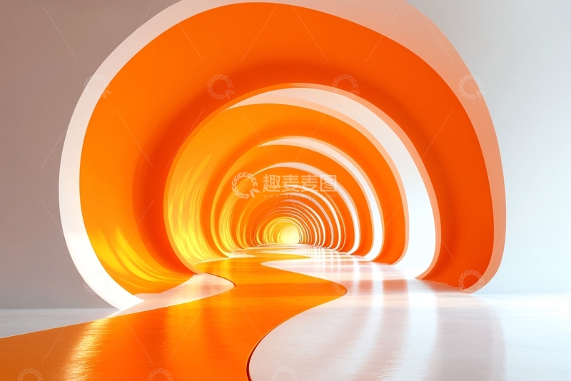高清大图下载【趣麦麦图】-橙色渐变隧道艺术插画210