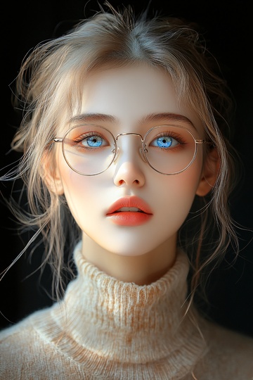 戴眼镜的金发高领女孩220