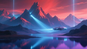 科幻风格的山水与飞船景观166