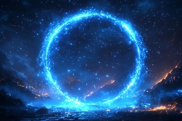 蓝色科幻风格星空圆环景象891