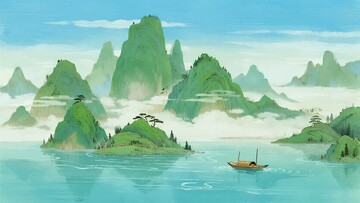山水间的孤舟风景823