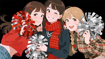 三位青春少女手持彩球合照002