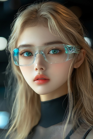 戴透明眼镜的金发女孩358