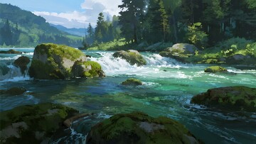 山间溪流风景101