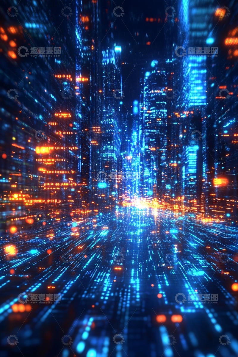 高清大图下载【趣麦麦图】-科幻风格数字城市夜景图873