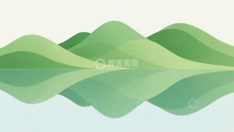 高清大图下载【趣麦麦图】-简约绿色山水插画345