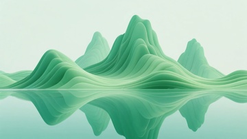 绿色山峦插画倒影图716