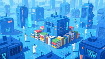 科技城市中的书籍与科研人员175