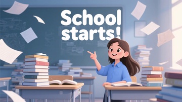 女孩迎接开学场景669