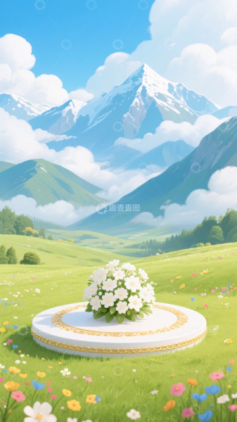 高清大图下载【趣麦麦图】草地山间的花束景观617
