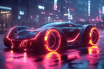 未来感霓虹赛车城市夜景图773
