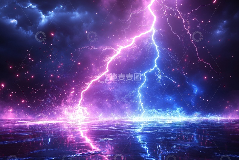 高清大图下载【趣麦麦图】-绚丽闪电夜空景象830
